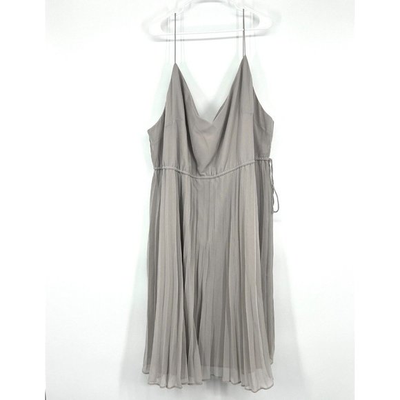 ASOS Dress Gray Pleated Cami Midi Sleeveless Drawstring NWT - Picture 2 of 11
